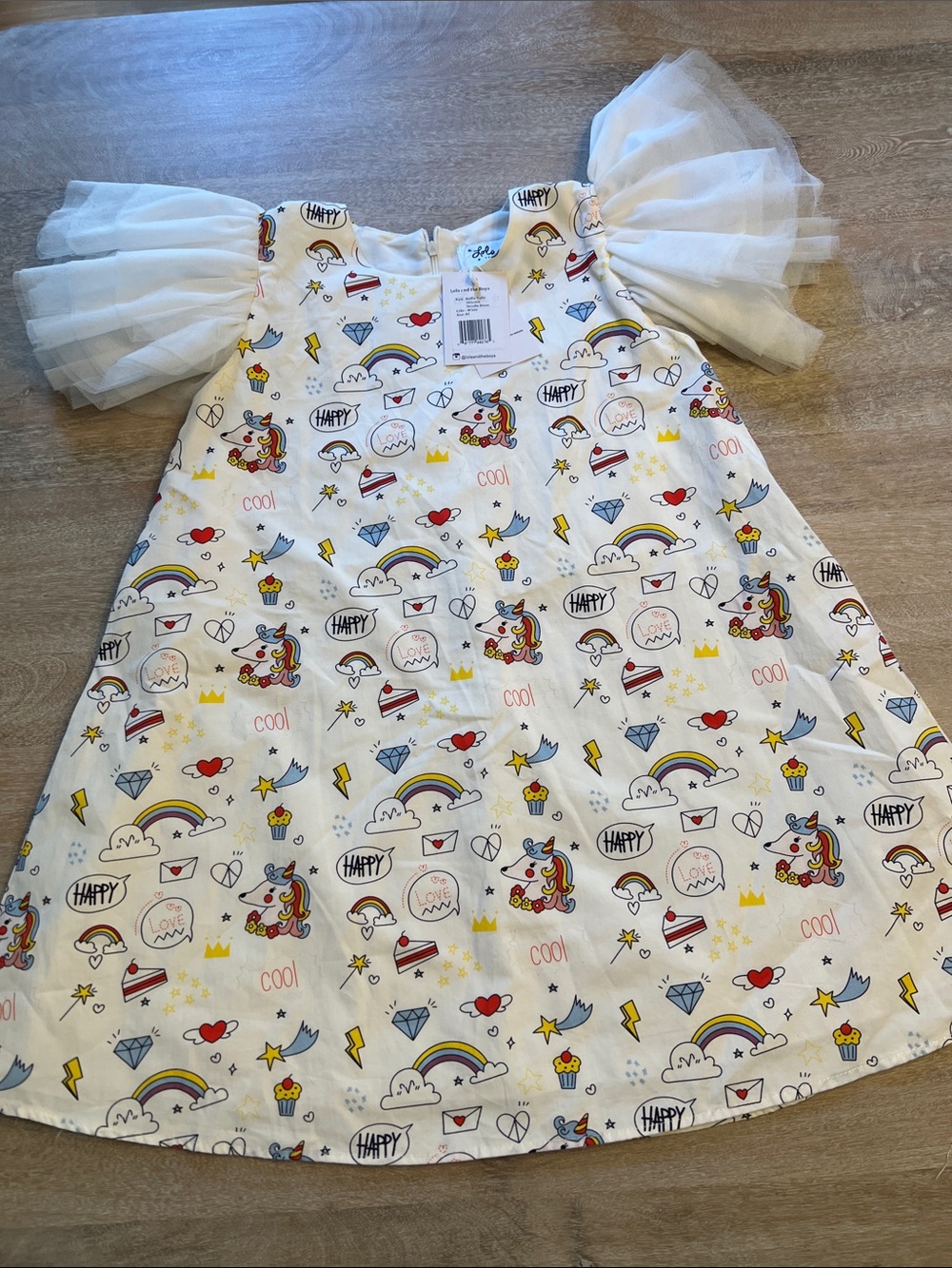 Lola and The Boys size 8 ruffle tulle doodle dress NWT